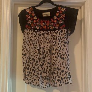 Savanna Jane Leopard/Embroidered Top